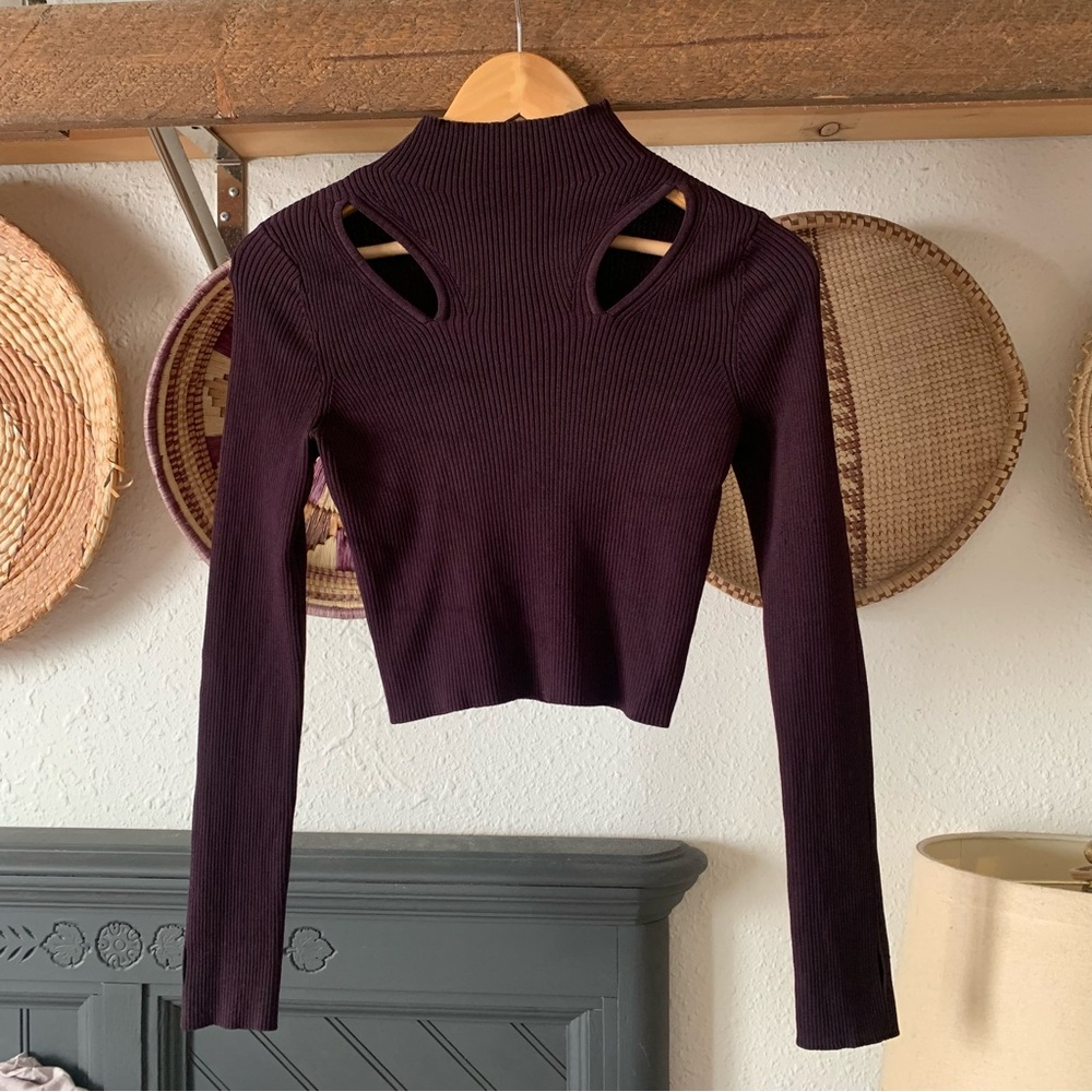 ☀️ river island purple cropped ribbed long sleeve